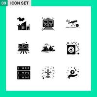 Modern Set of 9 Solid Glyphs and symbols such as graphic drawing transportation designing market Editable Vector Design Elements