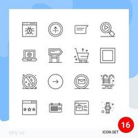 Stock Vector Icon Pack of 16 Line Signs and Symbols for computer search navigation research chatting Editable Vector Design Elements