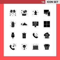 Editable Vector Line Pack of 16 Simple Solid Glyphs of spray pc arrow mac computer Editable Vector Design Elements