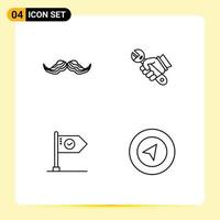 Universal Icon Symbols Group of 4 Modern Filledline Flat Colors of moustache hand male repair achieve Editable Vector Design Elements