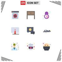 9 Thematic Vector Flat Colors and Editable Symbols of desktop back interior face female Editable Vector Design Elements