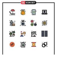 Set of 16 Modern UI Icons Symbols Signs for award burger hardware food video Editable Creative Vector Design Elements