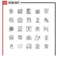 25 User Interface Line Pack of modern Signs and Symbols of architecture present categories gift box mark Editable Vector Design Elements