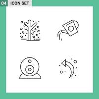 Pack of 4 creative Filledline Flat Colors of autumn water season beverage surveillance Editable Vector Design Elements