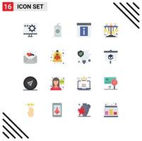 Mobile Interface Flat Color Set of 16 Pictograms of sponsor equity usa dollar web Editable Pack of Creative Vector Design Elements