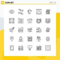 25 Thematic Vector Lines and Editable Symbols of building stock connected logistic box Editable Vector Design Elements