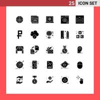 Modern Set of 25 Solid Glyphs and symbols such as grid page shopping development coding Editable Vector Design Elements