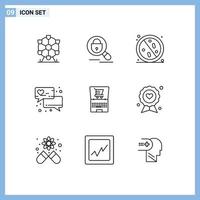 Outline Pack of 9 Universal Symbols of laptop contact virus love message hospital Editable Vector Design Elements