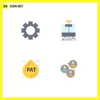 4 Universal Flat Icons Set for Web and Mobile Applications gear diet train vehicle business Editable Vector Design Elements