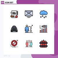 Stock Vector Icon Pack of 9 Line Signs and Symbols for job employee rainy protection explorer Editable Vector Design Elements