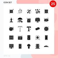 Set of 25 Modern UI Icons Symbols Signs for locker learn percentage song guitar Editable Vector Design Elements