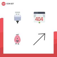 Pictogram Set of 4 Simple Flat Icons of cable baby usb web arrow Editable Vector Design Elements