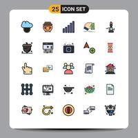 Universal Icon Symbols Group of 25 Modern Filled line Flat Colors of lab dollar connection earn hand Editable Vector Design Elements