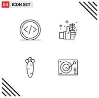 4 Creative Icons Modern Signs and Symbols of code carrot programming day easter Editable Vector Design Elements