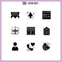 Modern Set of 9 Solid Glyphs and symbols such as cash things coding iot drone Editable Vector Design Elements