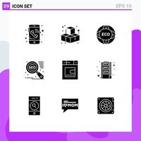 Group of 9 Solid Glyphs Signs and Symbols for hardware bath internet dryer seo Editable Vector Design Elements