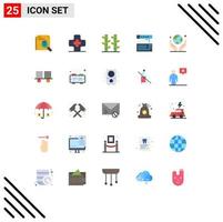 Group of 25 Flat Colors Signs and Symbols for environment module bamboo device analog Editable Vector Design Elements