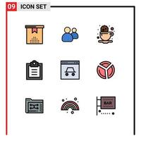 Set of 9 Modern UI Icons Symbols Signs for secure hacker break todo checklist Editable Vector Design Elements