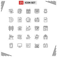 Universal Icon Symbols Group of 25 Modern Lines of bug beat holidays server service Editable Vector Design Elements