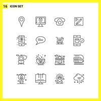 Stock Vector Icon Pack of 16 Line Signs and Symbols for investment education mobile text browser Editable Vector Design Elements