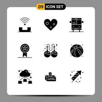 Set of 9 Modern UI Icons Symbols Signs for flask ribbon favorite insignia school bus Editable Vector Design Elements