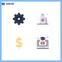Pack of 4 Modern Flat Icons Signs and Symbols for Web Print Media such as control dollar beauty lotion degree Editable Vector Design Elements