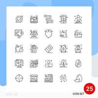 Modern Set of 25 Lines Pictograph of finance pawn rail finance mobile Editable Vector Design Elements