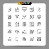 Group of 25 Lines Signs and Symbols for touch hand conditioner gestures planning Editable Vector Design Elements