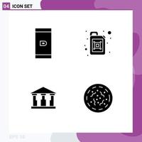 Set of 4 Vector Solid Glyphs on Grid for cashless halloween canister bank spooky Editable Vector Design Elements