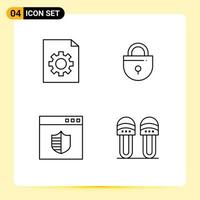 Pack of 4 Modern Filledline Flat Colors Signs and Symbols for Web Print Media such as control shield internet security clothes Editable Vector Design Elements