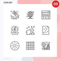 Modern Set of 9 Outlines Pictograph of enema test design science web Editable Vector Design Elements