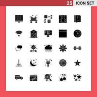 25 Universal Solid Glyphs Set for Web and Mobile Applications logistic box river programming development Editable Vector Design Elements