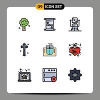 9 Creative Icons Modern Signs and Symbols of mouse cross biochip christian medical Editable Vector Design Elements