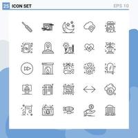 Set of 25 Modern UI Icons Symbols Signs for marker map design cloud sleep Editable Vector Design Elements