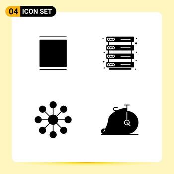 Editable Vector Line Pack of 4 Simple Solid Glyphs of gallery organization timeline server old Editable Vector Design Elements