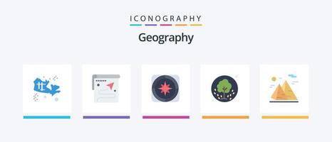 Paquete de iconos de 5 planos de geografía que incluye verano. semillas posición. árbol. navegación. diseño de iconos creativos vector