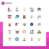 25 Thematic Vector Flat Colors and Editable Symbols of housework cleaning gestures study knowledge Editable Vector Design Elements