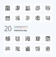 20 Valentines Day Line icon Pack like love calendar heart story love vector