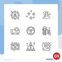 User Interface Pack of 9 Basic Outlines of chemist video projector sauna slide projector powerpoint presentation Editable Vector Design Elements