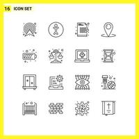 Pack of 16 creative Outlines of service customer graphy contact erasure Editable Vector Design Elements