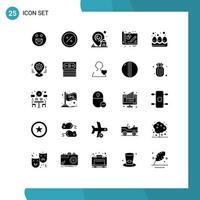 Group of 25 Modern Solid Glyphs Set for idea draft online business real estate Editable Vector Design Elements