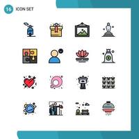 Mobile Interface Flat Color Filled Line Set of 16 Pictograms of solution piece wall part statue Editable Creative Vector Design Elements