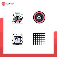 Filledline Flat Color Pack of 4 Universal Symbols of engine coffee optimization ribbon fast food Editable Vector Design Elements