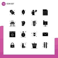 Pack of 16 Modern Solid Glyphs Signs and Symbols for Web Print Media such as massage todo spring file healthcare Editable Vector Design Elements