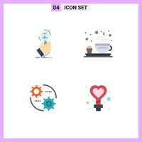 grupo de 4 iconos planos, signos y símbolos para la configuración de contratación, configuración de placas de recursos humanos, elementos de diseño vectorial editables vector