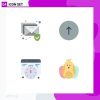 User Interface Pack of 4 Basic Flat Icons of email web arrow up chicken Editable Vector Design Elements