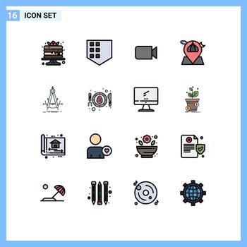 conjunto de 16 iconos de interfaz de usuario modernos signos de símbolos para una imagen de mapa precisa ubicación de masjid elementos de diseño de vectores creativos editables