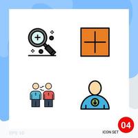 Universal Icon Symbols Group of 4 Modern Filledline Flat Colors of add partnership magnifier new business Editable Vector Design Elements