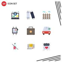 Set of 9 Modern UI Icons Symbols Signs for delete suitcase real estate luggage watch Editable Vector Design Elements