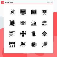 Set of 16 Modern UI Icons Symbols Signs for productivity director architect cinema interior Editable Vector Design Elements